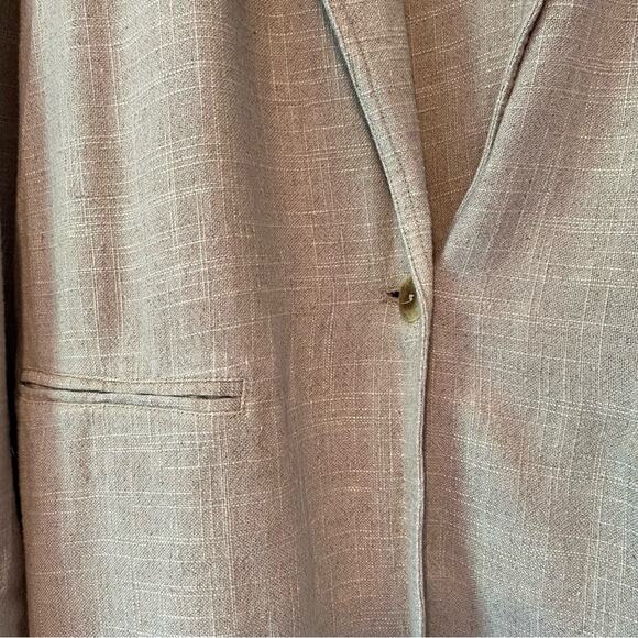 Free People Crosby Tan Marzipan Linen Blend Menswear Blazer NWTs small - Picture 8 of 9